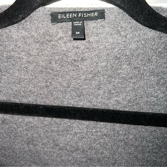 Eileen Fisher Wool Gray Clasp Front Wide Flap Cardigan - Picture 2 of 7